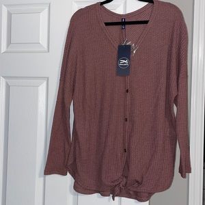Waffle knit tie shirt